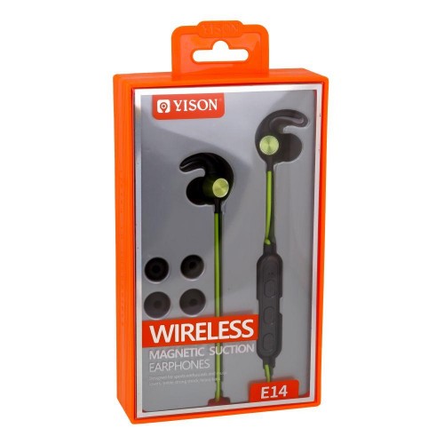 Бездротові навушники Yison E14 Micro-USB Bluetooth V4.2 чутливість 94 Дб 3h Green