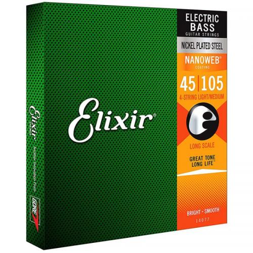 Струни для бас-гітари Elixir 14077 Nanoweb Coated Nickel Plated Steel Light/Medium 4-String Bass 45/105 Струни для бас-гітари Elixir 14077 Nanoweb Coated Nickel Plated Steel Light/Medium 4-String Bass 45/105