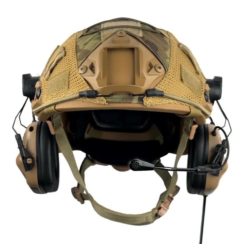 Комплект шолом FAST Team Wendy Helmet NIJ IIIA/навушники Earmor M32H MOD3/кавер S Койот