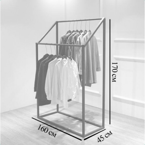 Вішалка стійка для одягу GoodsMetall у стилі Лофт 1700х1600х450мм ВШ156 Вішалка стійка для одягу GoodsMetall у стилі Лофт 1700х1600х450мм ВШ156