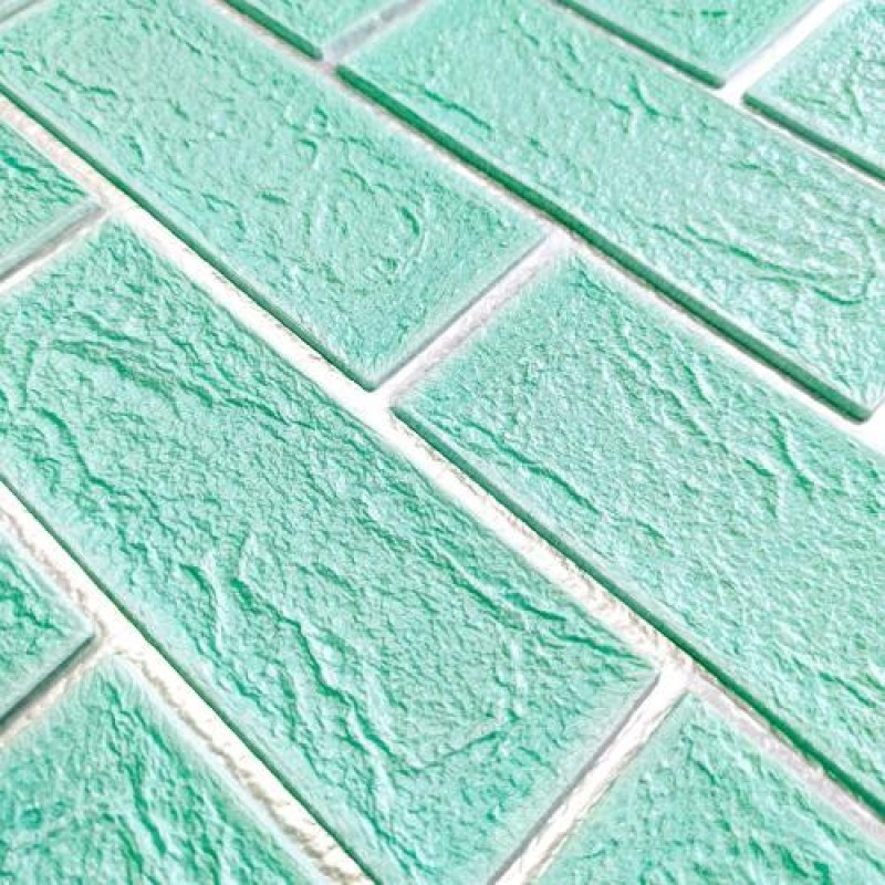 Самоклеюча стінова панель Sticker Wall  3D NEW CULTURAL WALL 70*70cm*5mm GREEN+SILVER (D) SW-00001803