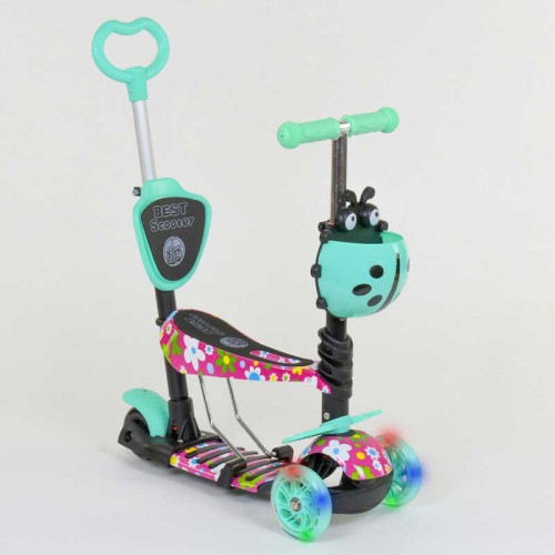 Самокат Best Scooter PU колеса, що світяться 5 в 1 Flowers 54 х 14 см Різнокольоровий (84219) Самокат Best Scooter PU колеса, що світяться 5 в 1 Flowers 54 х 14 см Різнокольоровий (84219)