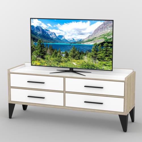 Тумба під телевізор Тиса Мебель ТВ-415 Дуб сонома Білий 68x44x156 см Тумба під телевізор Тиса Мебель ТВ-415 Дуб сонома Білий 68x44x156 см