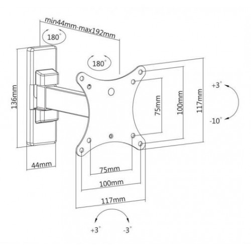Кронштейн Satelit 13-32PIVOT100 VESA100х100 мм