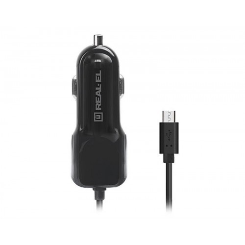 Автомобільний зарядний пристрій REAL-EL CA-15 (2USB, 2.1A) Black + кабель microUSB в інтернет супермаркеті PbayMarket!