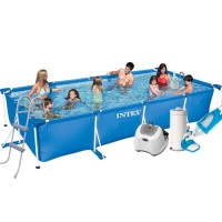 Каркасний басейн Intex 28273-7, 450 х 220 х 84 см (4 г/год, 3 785 л/год, драбина, тент, підстилка, набір для догляду)