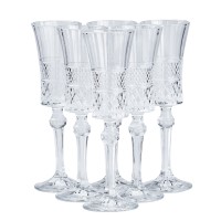 Набір бокалів для шампанського на високій ніжці під кришталь TS Kitchen 6 штук по 145 мл прозорий (HP51A)