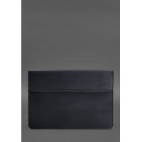 Шкіряний чохол-конверт на магнітах для MacBook 14 Синій Crazy Horse BlankNote