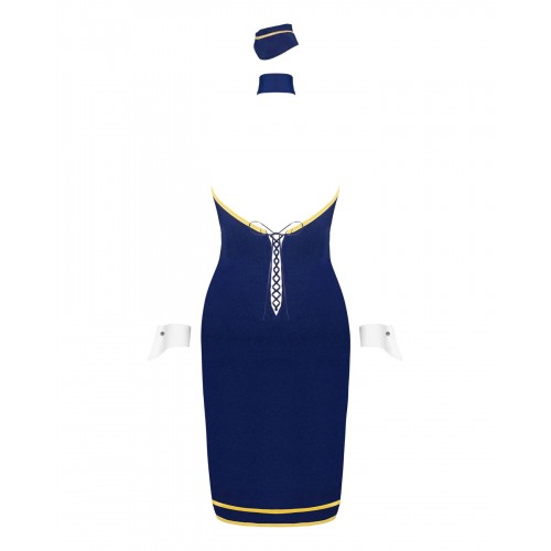 Еротичний костюм стюардеси Obsessive Stewardess uniform M/L, blue, сукня, пілотка, шарф, манжети в інтернет супермаркеті PbayMarket!