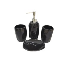 Набір аксесуарів для ванної кімнати Stenson 4 предмети Чорний 00613 TD
