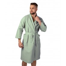 Вафельний халат Luxyart Кімоно L М'ятний (LS-8786)