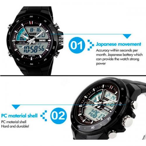 Годинник чоловічий Skmei 1016 Shark Black Годинник чоловічий Skmei 1016 Shark Black