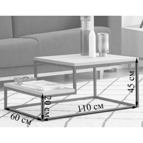 Журнальний столик GoodsMetall у стилі Лофт 1100х600х450 ЖС210 Журнальний столик GoodsMetall у стилі Лофт 1100х600х450 ЖС210