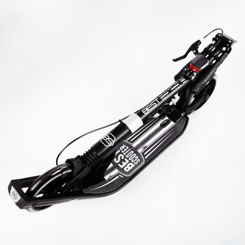Двоколісний складаний самокат ліхтарик 2 амортизатора Best Scooter 100 кг Black and white (114437) Двоколісний складаний самокат ліхтарик 2 амортизатора Best Scooter 100 кг Black and white (114437)