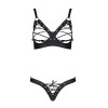 Комплект з екошкіри Passion Celine Bikini 6XL/7XL black, відкритий бра, стрінги зі шнурівкою в інтернет супермаркеті PbayMarket!