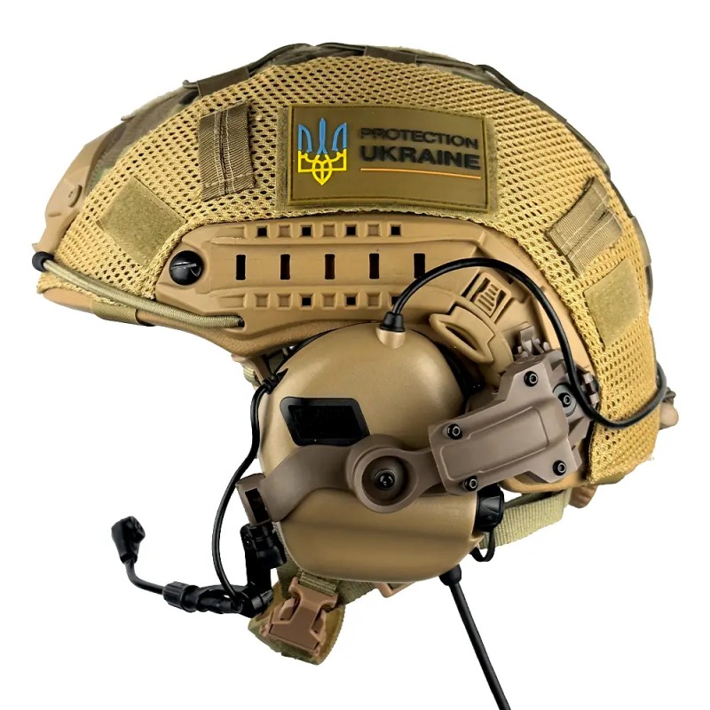 Комплект шолом кевларовий FAST Helmet NIJ IIIA/навушники Earmor M32 Mod3 з чебурашкою/кавер XL Мультикам