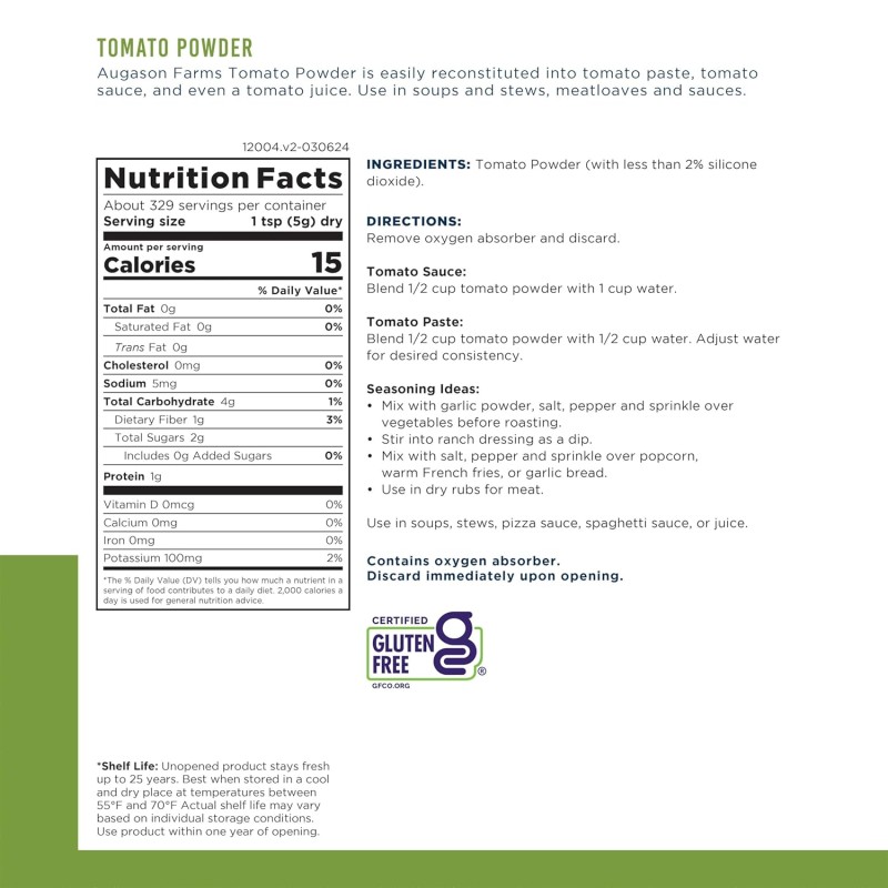 Томатна паста сублімована з великим терміном придатності 25 років Augason Farms, 329 порцій