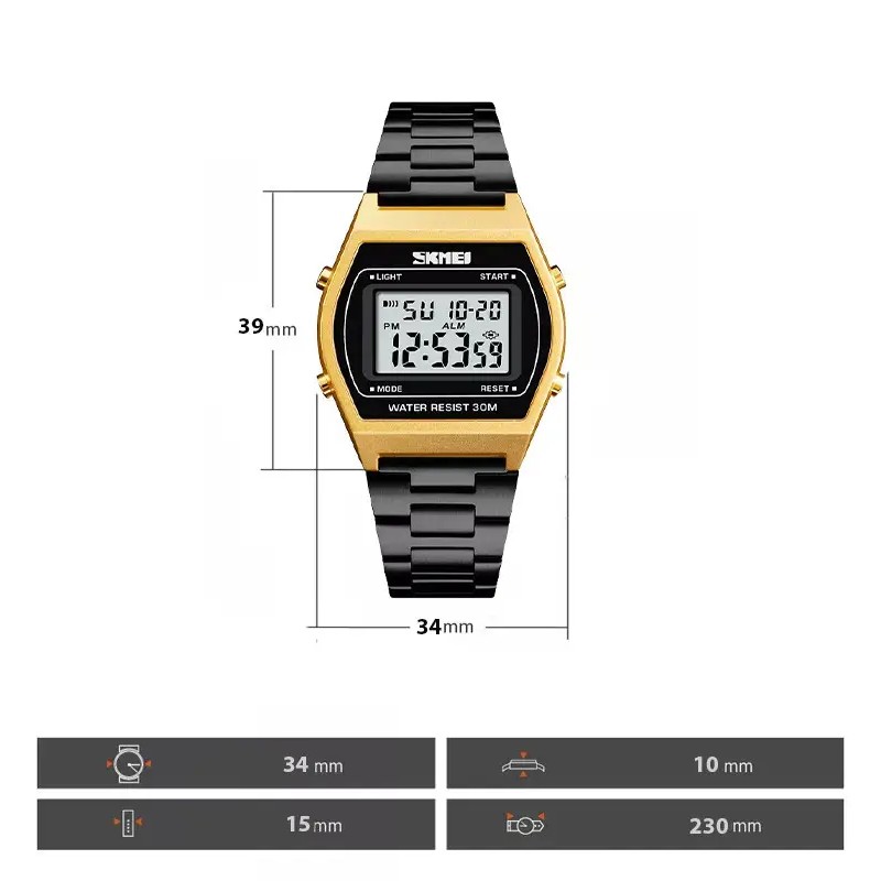 Наручний електронний ретро-годинник Skmei 1328 Золотистий