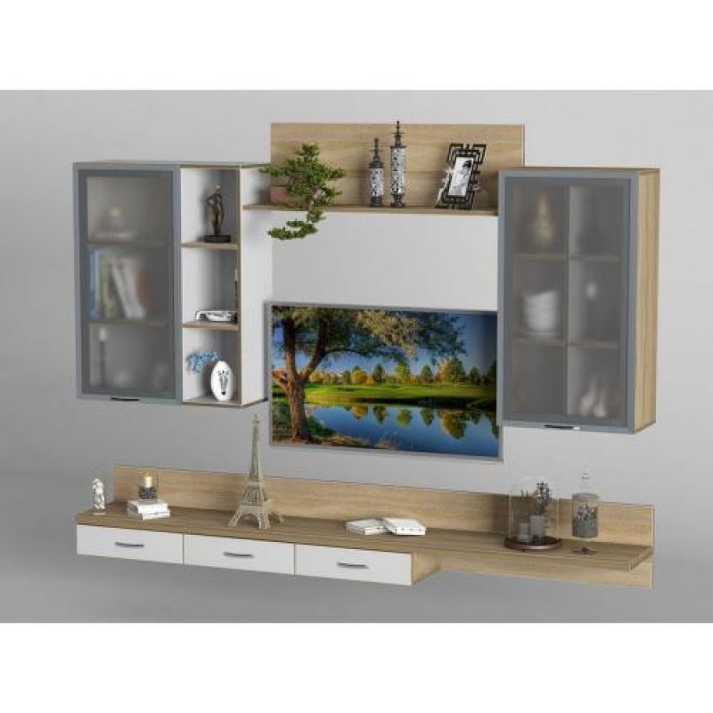 Стінка в вітальню Тиса Мебель Вітальня-209 Сонома Білий 1200x316x2200 мм