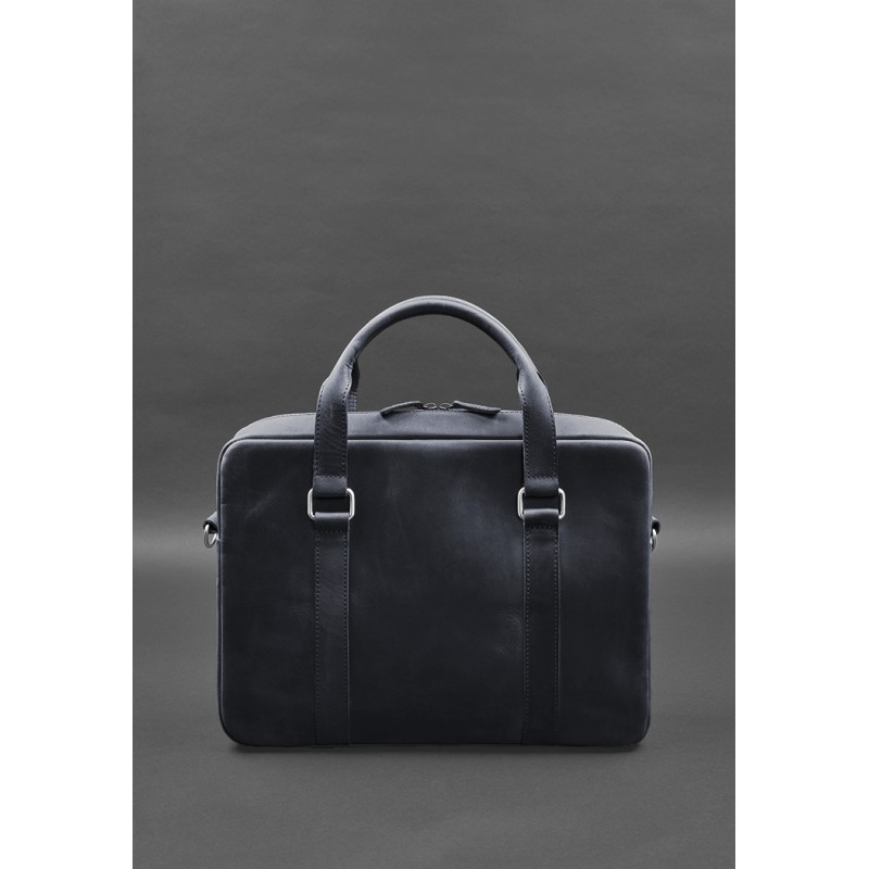 Шкіряна сумка для ноутбука та документів синя Crazy Horse BlankNote