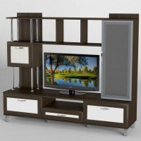 Стінка в вітальню Тиса Мебель Вітальня-48 Венге Білий 1640x450x1800 мм Стінка в вітальню Тиса Мебель Вітальня-48 Венге Білий 1640x450x1800 мм