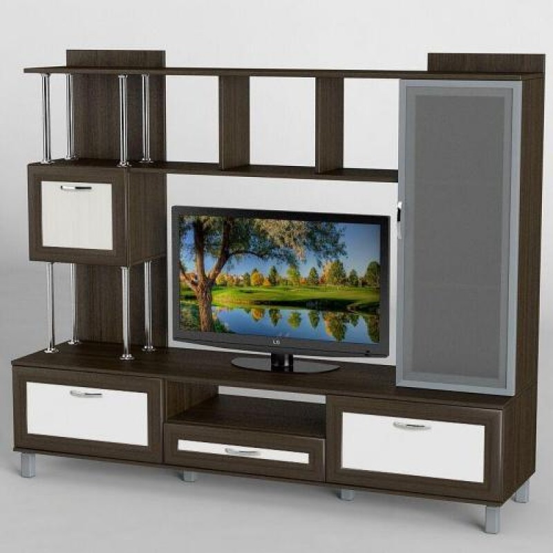 Стінка в вітальню Тиса Мебель Вітальня-48 Венге Білий 1640x450x1800 мм