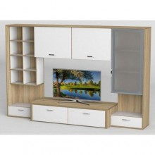 Стінка в вітальню Тиса Мебель Вітальня-113 Сонома Білий 1650x450x2330 мм