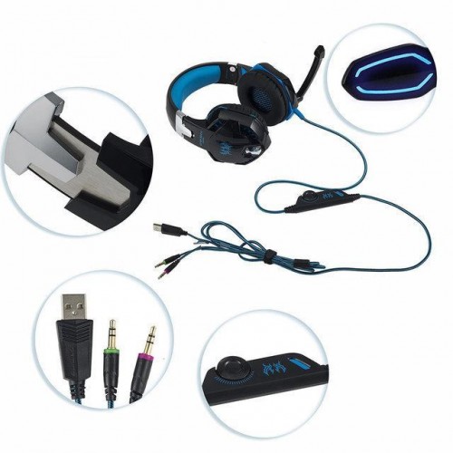 Ігрові навушники Kotion Each G2000 з мікрофоном та підсвічуванням Blue
