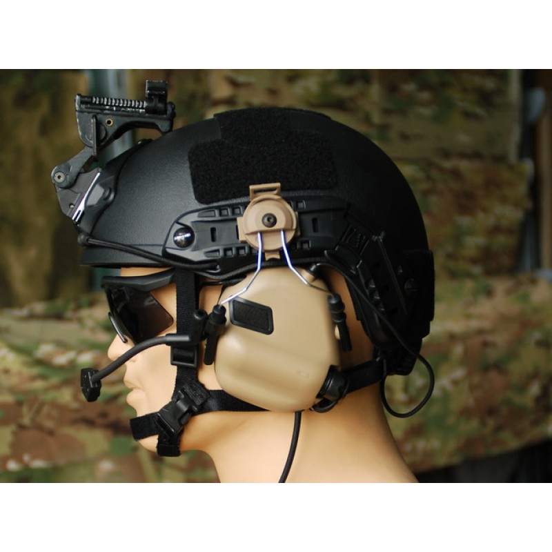 Тактичні активні навушники з кріпленням і гарнітурою під шолом EARMOR M32Н Чорний (1629039469)
