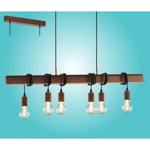 Люстра Eglo Townshend 100x7x110 см Коричневий (EG49859) Люстра Eglo Townshend 100x7x110 см Коричневий (EG49859)