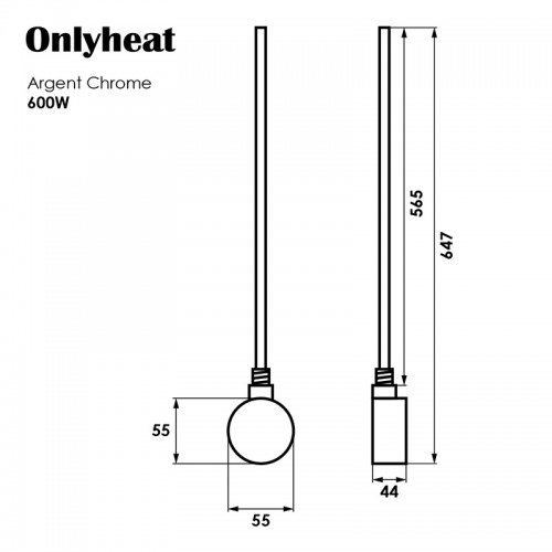 ТЕН для рушникосушки OnlyHeat Argent Chrome 0,6 кВт