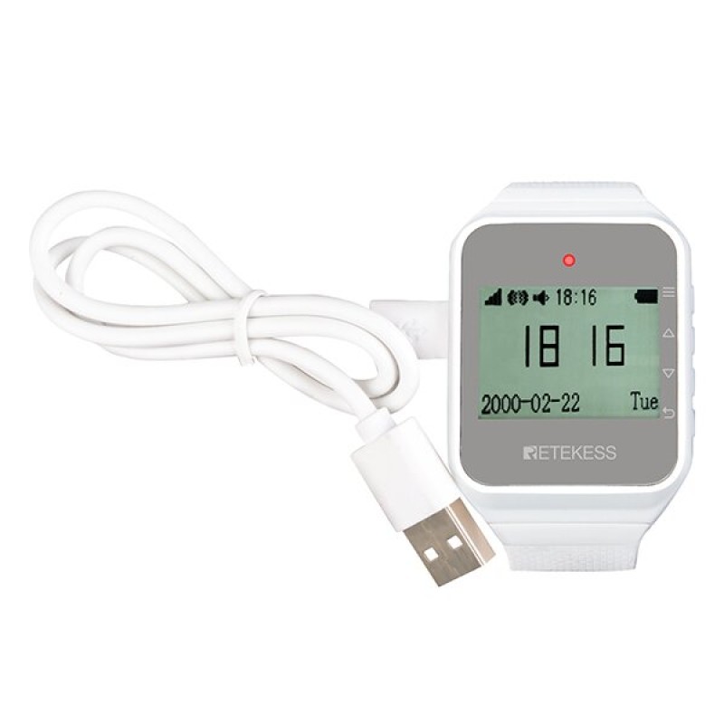 Годинник пейджер для офіціантів з російським меню Retekess TD108, білий