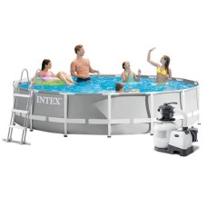 Каркасний басейн Intex 26724-6, 457 х 107 см (7 900 л/год, драбина, тент, підстилка)
