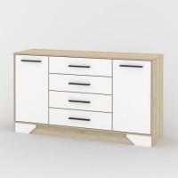 Комод Тиса Мебель 104 Дуб сонома Білий 85x40x152 см Комод Тиса Мебель 104 Дуб сонома Білий 85x40x152 см