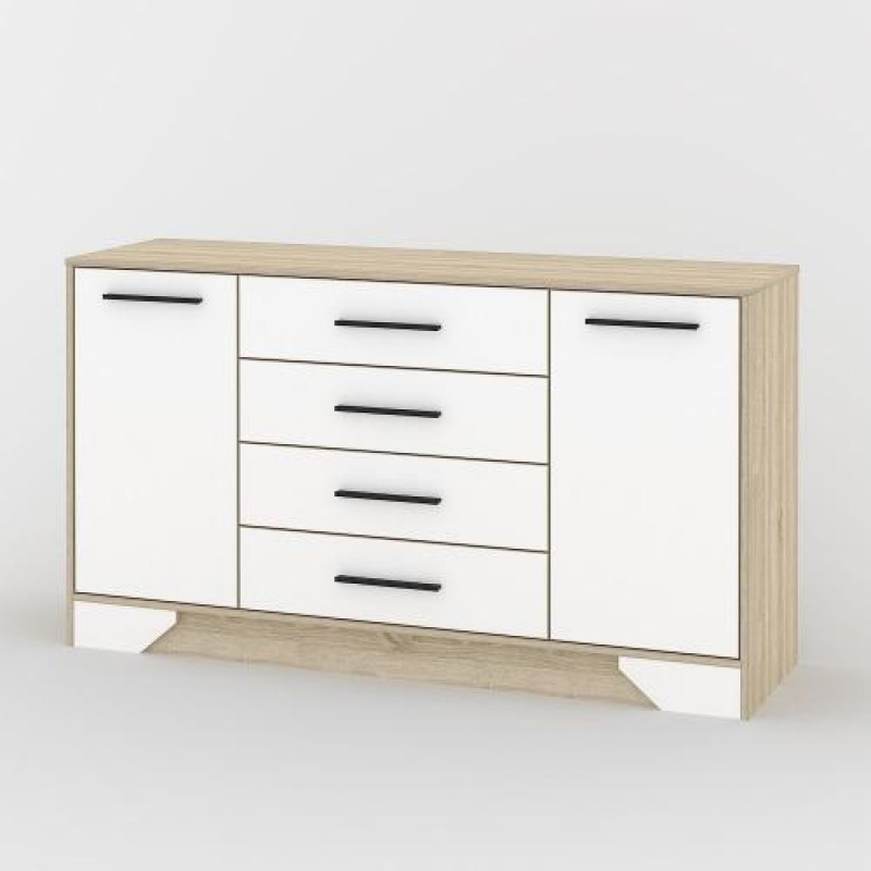 Комод Тиса Мебель 104 Дуб сонома Білий 85x40x152 см