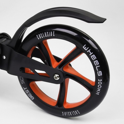 Самокат двоколісний Best Scooter з PU колесами та 2 амортизаторами Black/Orange (100075)
