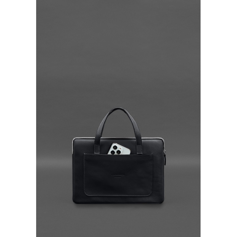 Шкіряний чохол з ручками для ноутбука 13 дюймів Чорний BlankNote