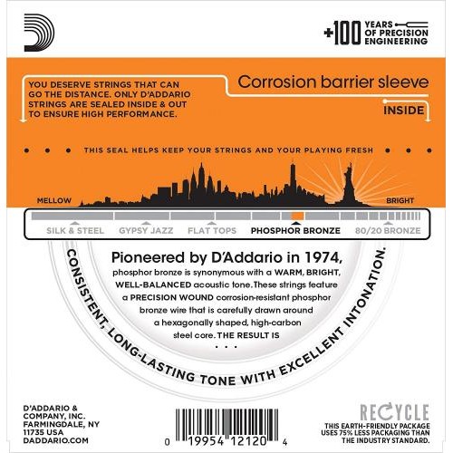 Струни для акустичної гітари D'Addario EJ41 Phosphor Bronze Extra Light Acoustic Guitar 12-Strings 9/45 Струни для акустичної гітари D'Addario EJ41 Phosphor Bronze Extra Light Acoustic Guitar 12-Strings 9/45