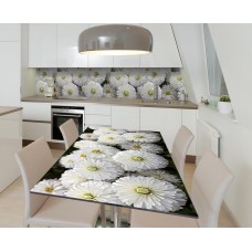 Наклейка 3Д вінілова на стіл Zatarga «Білі хризантеми» 650х1200 мм (Z183391/1st)