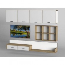 Стінка в вітальню Тиса Мебель Вітальня-219 Сонома Білий 1200x300x2140 мм