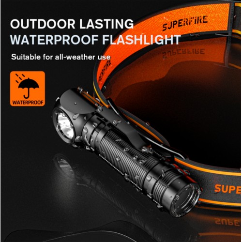 Ліхтар акумуляторний SuperFire TH06 600 Lumen IP43 Чорний (2506456885)
