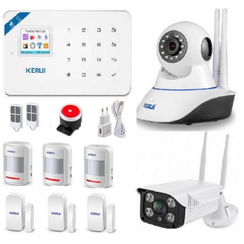 Сигналізація Kerui W18 max Double + вулична, внутрішня WI-FI IP камери (JFDSJJDF88DKKD)