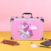 Набір для малювання та творчості No Brand ART set Єдиноріг дитячий в алюмінієвій валізі 145 предметів для юного художника Рожевий