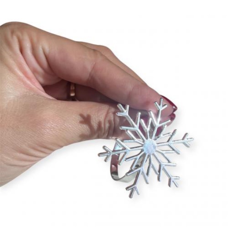 Набір кілець для серветок Сніжинки Мальва Сріблястий 6 шт