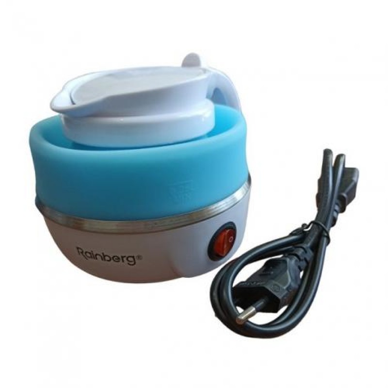 Електрочайник складний силіконовий Rainberg 220V 600W 600 мл Блакитний