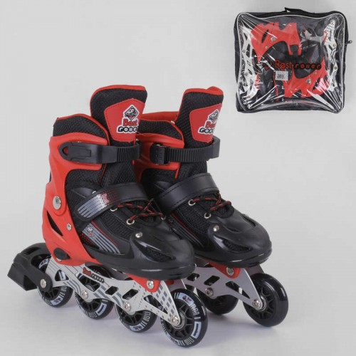 Роликові ковзани Best Roller (30-33) PVC колеса, світло на передньому колесі, в сумці Black/Red (98860) Роликові ковзани Best Roller (30-33) PVC колеса, світло на передньому колесі, в сумці Black/Red (98860)