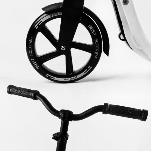Самокат двоколісний Best Scooter складаний PU колеса широке велосипедне кермо 100 кг Black/White (105380) Самокат двоколісний Best Scooter складаний PU колеса широке велосипедне кермо 100 кг Black/White (105380)