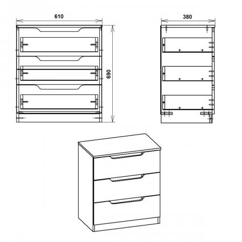 Комод для речей Компанит 3М Венге комбі (kom-213) Комод для речей Компанит 3М Венге комбі (kom-213)