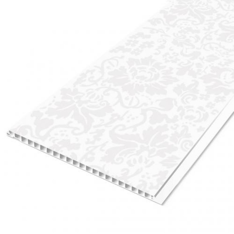 Панель ПВХ пластикова вагонка для стін та стелі D 06.04 «Квіткова гравюра матова» Riko