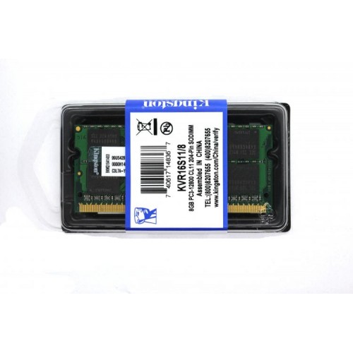 Оперативна пам'ять Kingston SODIMM DDR3-1600 8GB PC3-12800 (KVR16S11/8) Оперативна пам'ять Kingston SODIMM DDR3-1600 8GB PC3-12800 (KVR16S11/8)